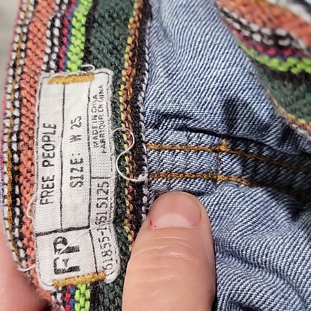 Free People denim with weaven design fabric size 25 #28 - Picture 3 of 6
